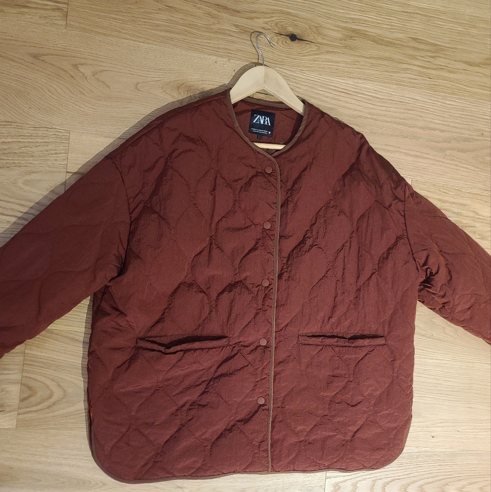 Zara Quilted Jacket in Rust Brown